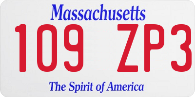 MA license plate 109ZP3