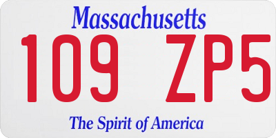 MA license plate 109ZP5