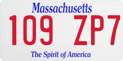 MA license plate 109ZP7