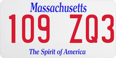 MA license plate 109ZQ3