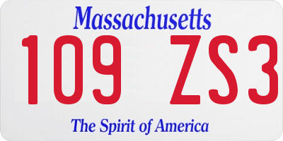MA license plate 109ZS3
