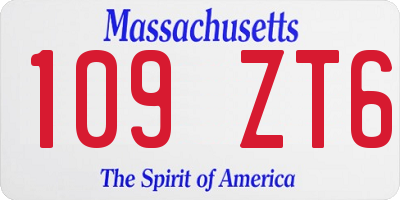 MA license plate 109ZT6