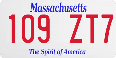 MA license plate 109ZT7