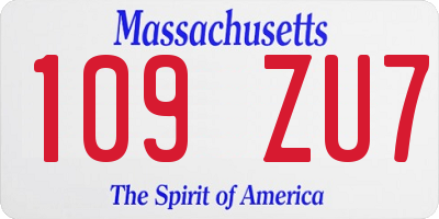 MA license plate 109ZU7