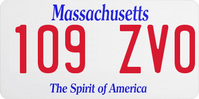 MA license plate 109ZV0