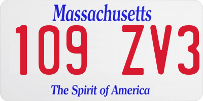 MA license plate 109ZV3