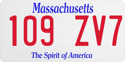 MA license plate 109ZV7