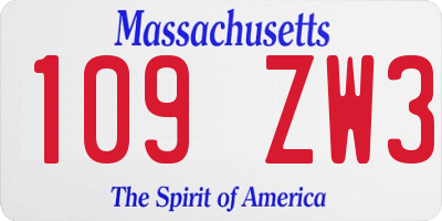 MA license plate 109ZW3