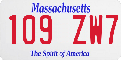 MA license plate 109ZW7