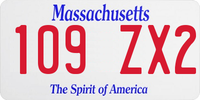 MA license plate 109ZX2