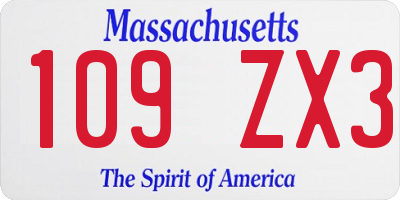 MA license plate 109ZX3
