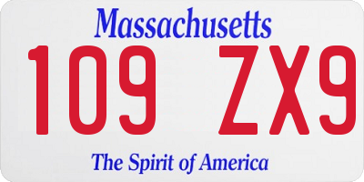 MA license plate 109ZX9