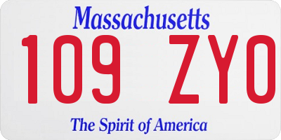 MA license plate 109ZY0