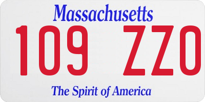 MA license plate 109ZZ0