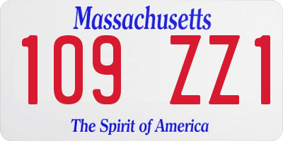 MA license plate 109ZZ1