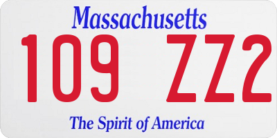 MA license plate 109ZZ2