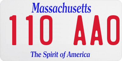 MA license plate 110AA0