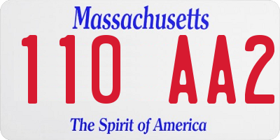 MA license plate 110AA2