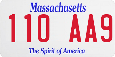 MA license plate 110AA9