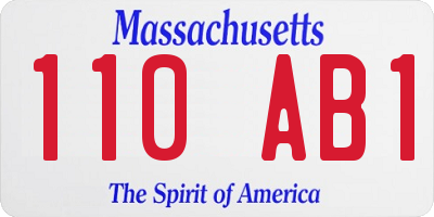 MA license plate 110AB1