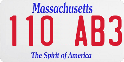 MA license plate 110AB3