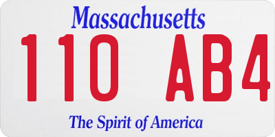 MA license plate 110AB4