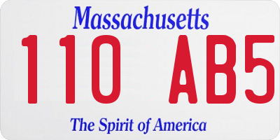 MA license plate 110AB5