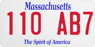 MA license plate 110AB7
