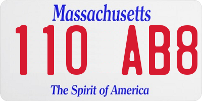 MA license plate 110AB8