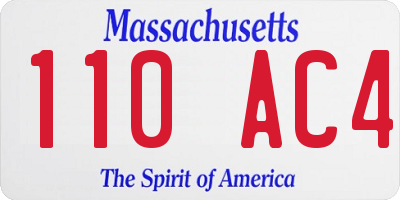 MA license plate 110AC4