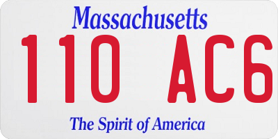 MA license plate 110AC6