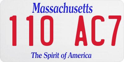 MA license plate 110AC7