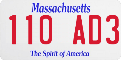 MA license plate 110AD3