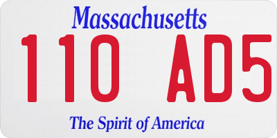 MA license plate 110AD5