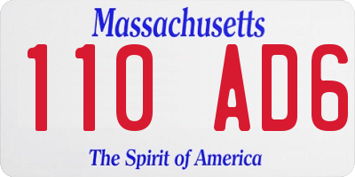 MA license plate 110AD6