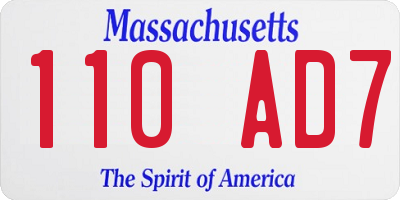 MA license plate 110AD7