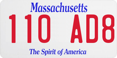 MA license plate 110AD8