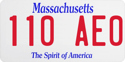 MA license plate 110AE0