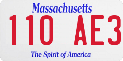 MA license plate 110AE3