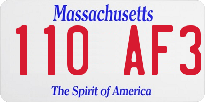MA license plate 110AF3