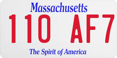MA license plate 110AF7