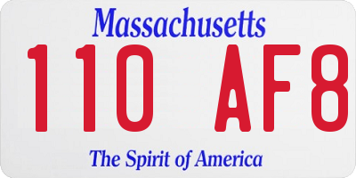 MA license plate 110AF8