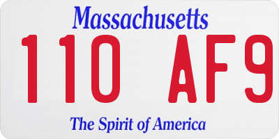 MA license plate 110AF9