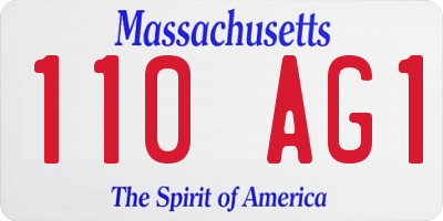 MA license plate 110AG1