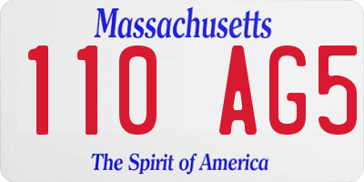 MA license plate 110AG5