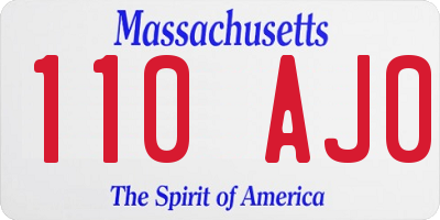MA license plate 110AJ0