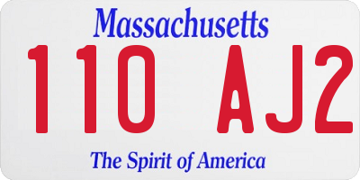 MA license plate 110AJ2