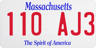 MA license plate 110AJ3