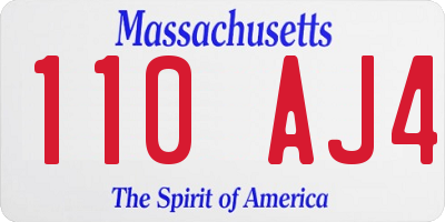 MA license plate 110AJ4