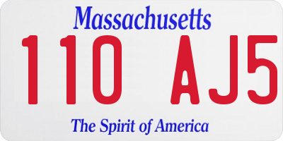 MA license plate 110AJ5